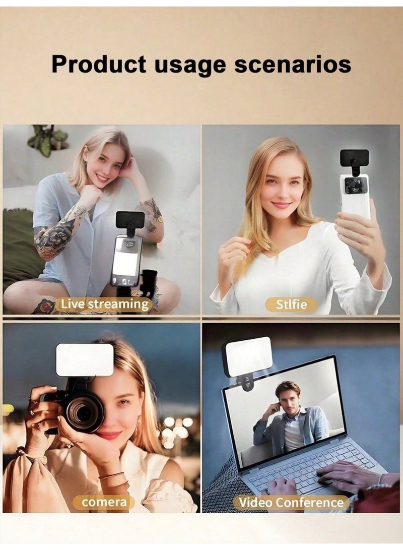  CCYY مصباح سيلفي صغير محمول لأجهزة iPhone: مصابيح إضاءة قابلة لإعادة الشحن ومثبتة على الهاتف، مصباح حلقي للتصوير الفوتوغرافي بالكاميرا، لقطات المكياج، مؤتمرات الفيديو، استخدام الكمبيوتر المحمول، اجتماعات Zoom، TikTok، والتصوير الفوتوغرافي للمدونات المرئية - Image 5